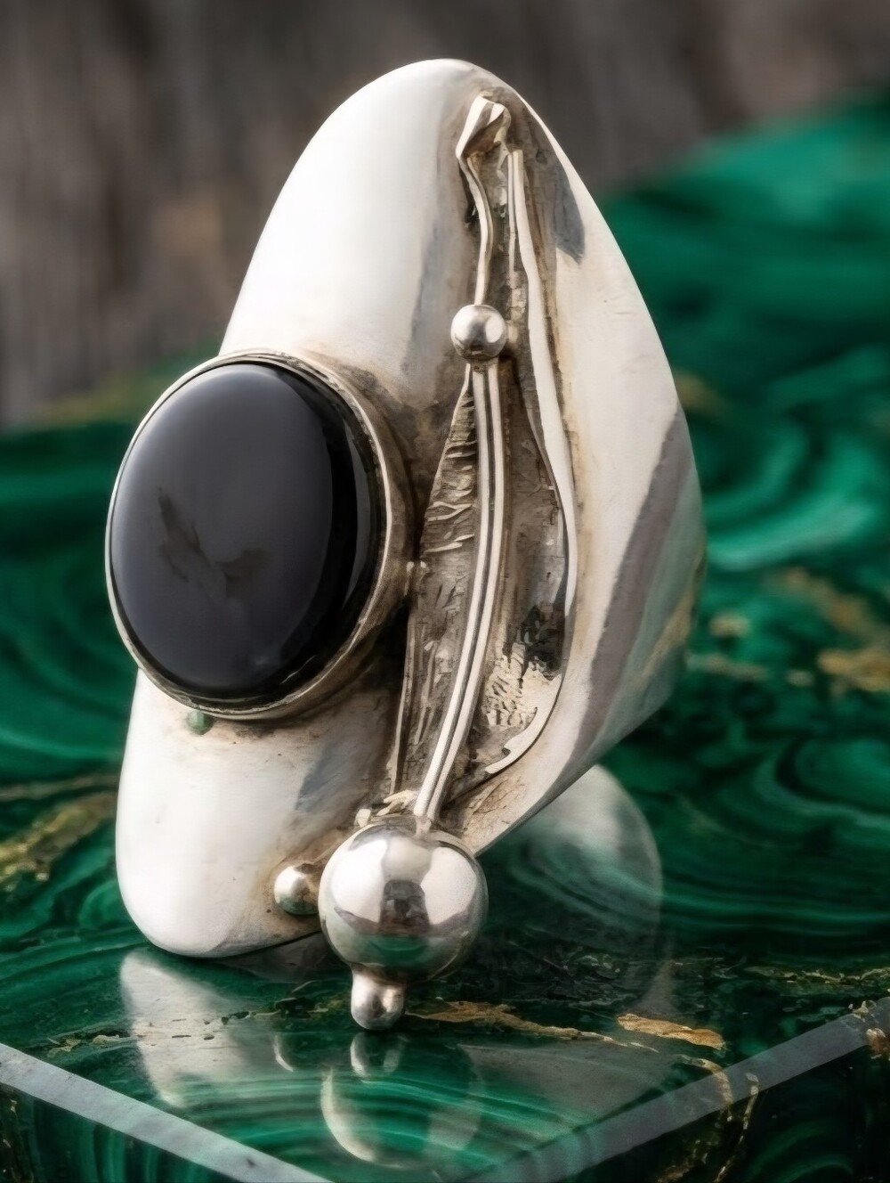 Modernist Sterling Silver Ring By Avi Soffer Israel Black Onyx Sz 7 Vintage